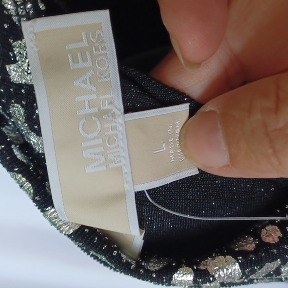 MICHAEL KORS Metallic Animal Print Midi Dress, back collar detail - Picture 4 of 7